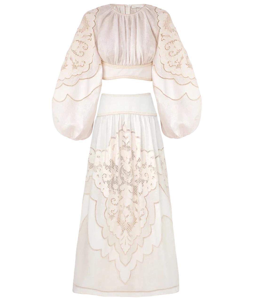 ZIMMERMANN Бежевый льняной костюм с юбками, фото 1