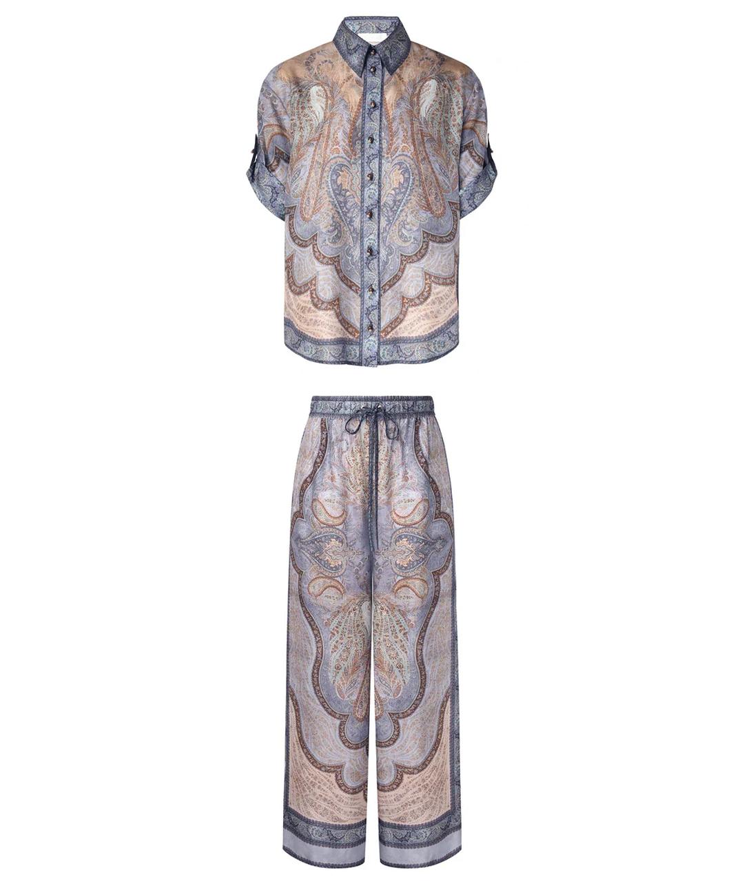 ZIMMERMANN Фиолетовый шелковый костюм с брюками, фото 1