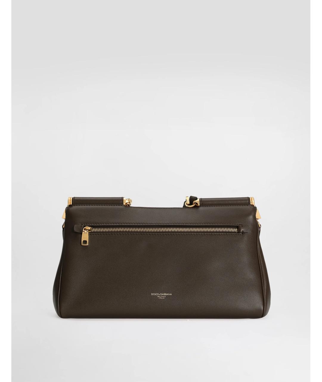 DOLCE&GABBANA Коричневая кожаная сумка с короткими ручками, фото 3