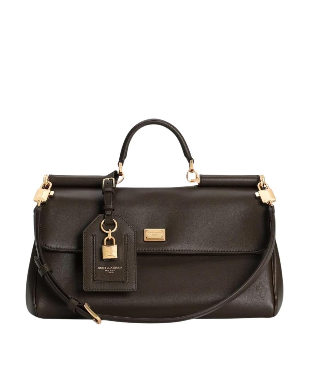 DOLCE&GABBANA Коричневая кожаная сумка с короткими ручками, фото 1