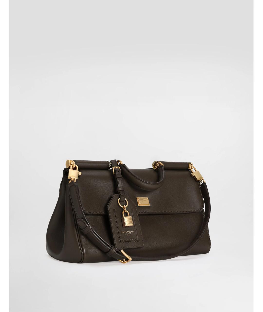 DOLCE&GABBANA Коричневая кожаная сумка с короткими ручками, фото 2
