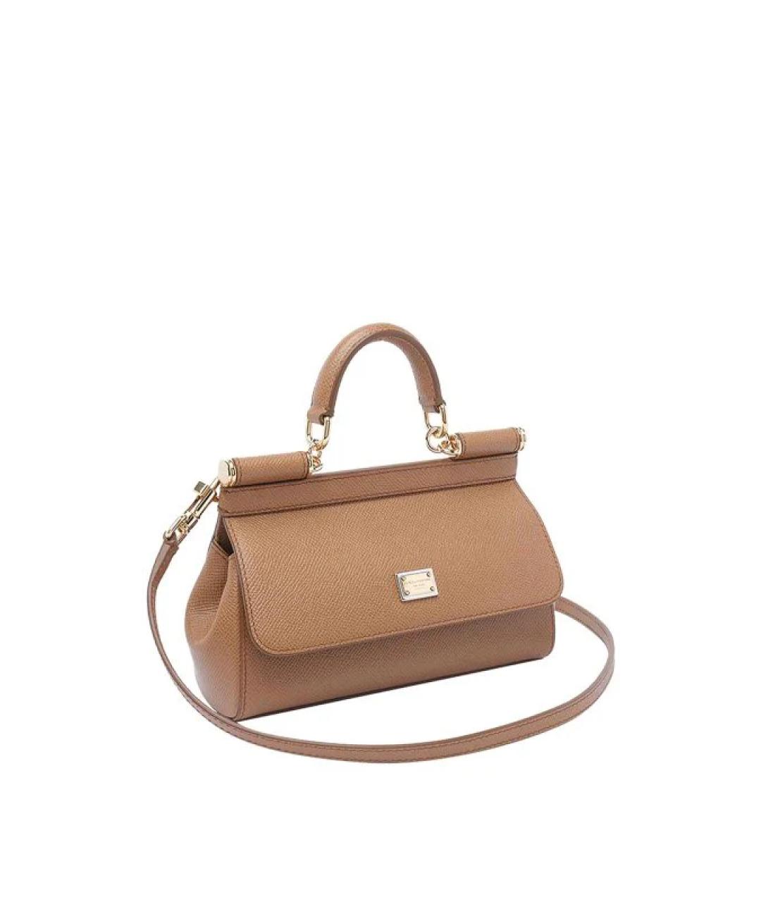 DOLCE&GABBANA Коричневая кожаная сумка с короткими ручками, фото 2