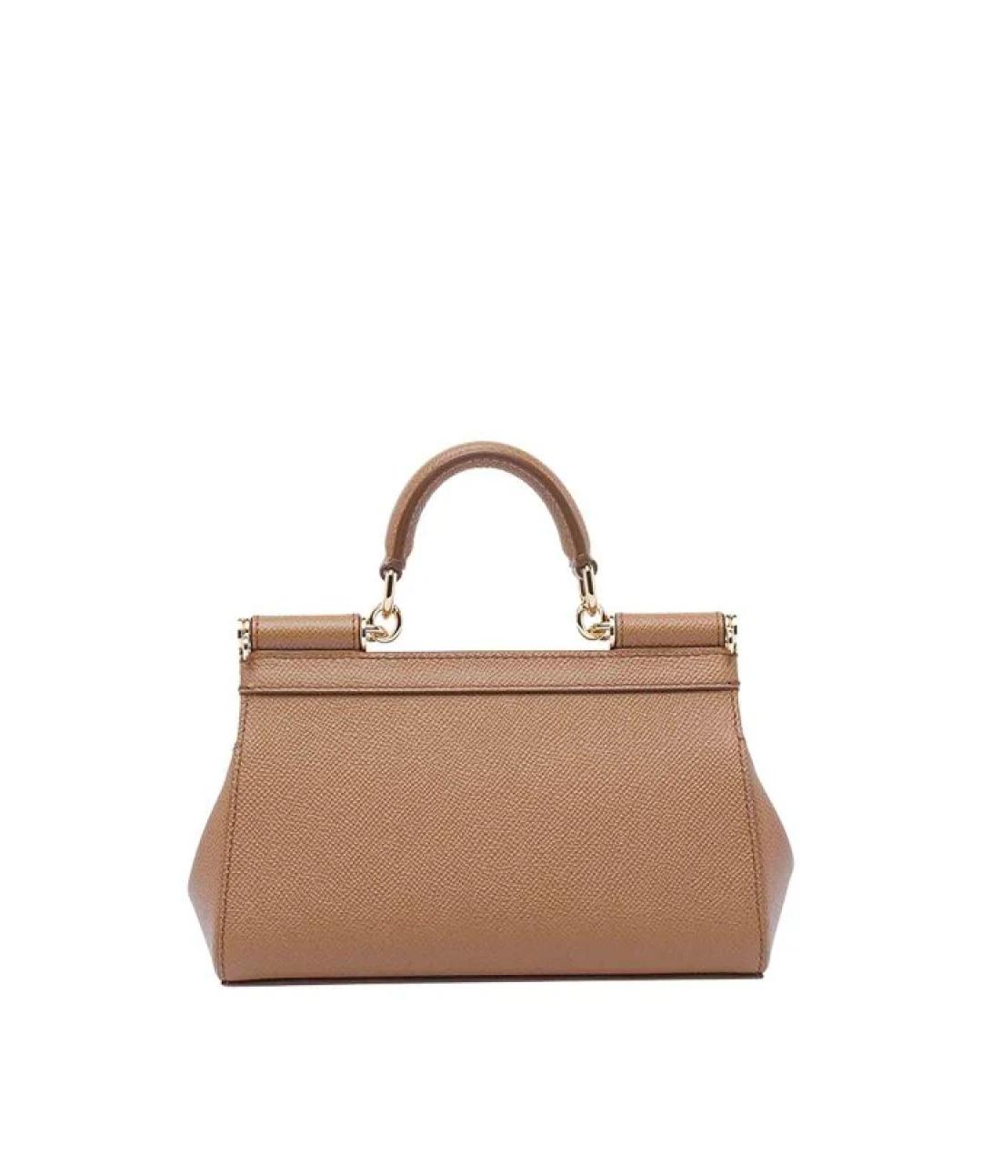 DOLCE&GABBANA Коричневая кожаная сумка с короткими ручками, фото 3