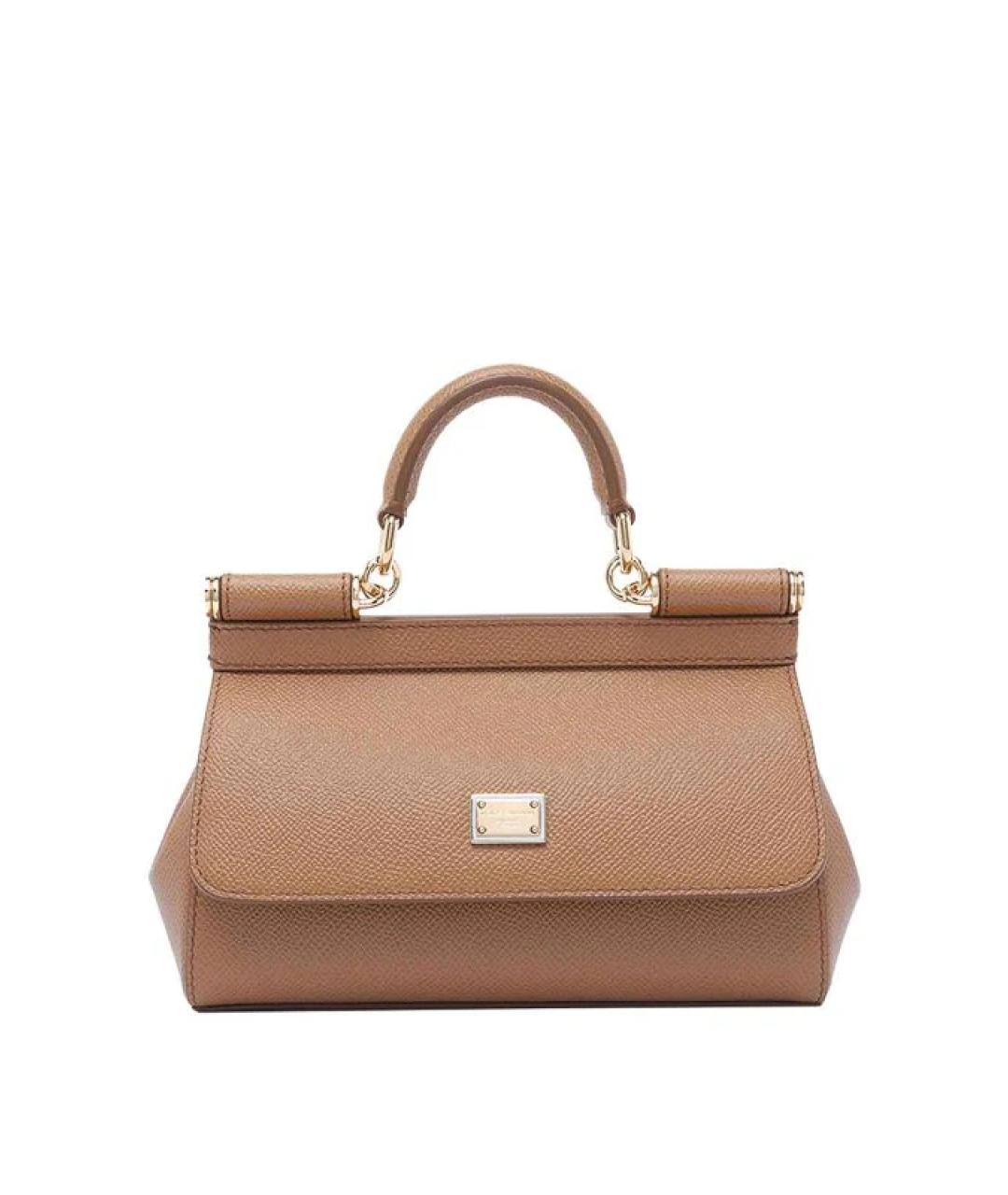 DOLCE&GABBANA Коричневая кожаная сумка с короткими ручками, фото 1