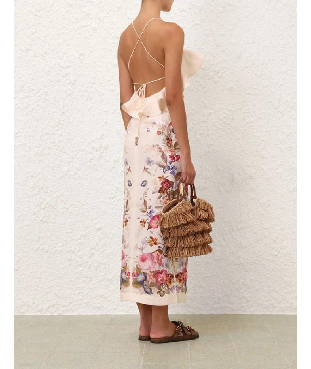 ZIMMERMANN Бежевое льняное повседневное платье, фото 3