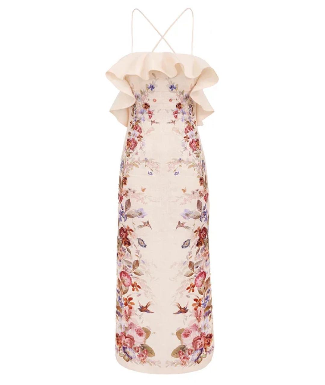 ZIMMERMANN Бежевое льняное повседневное платье, фото 1