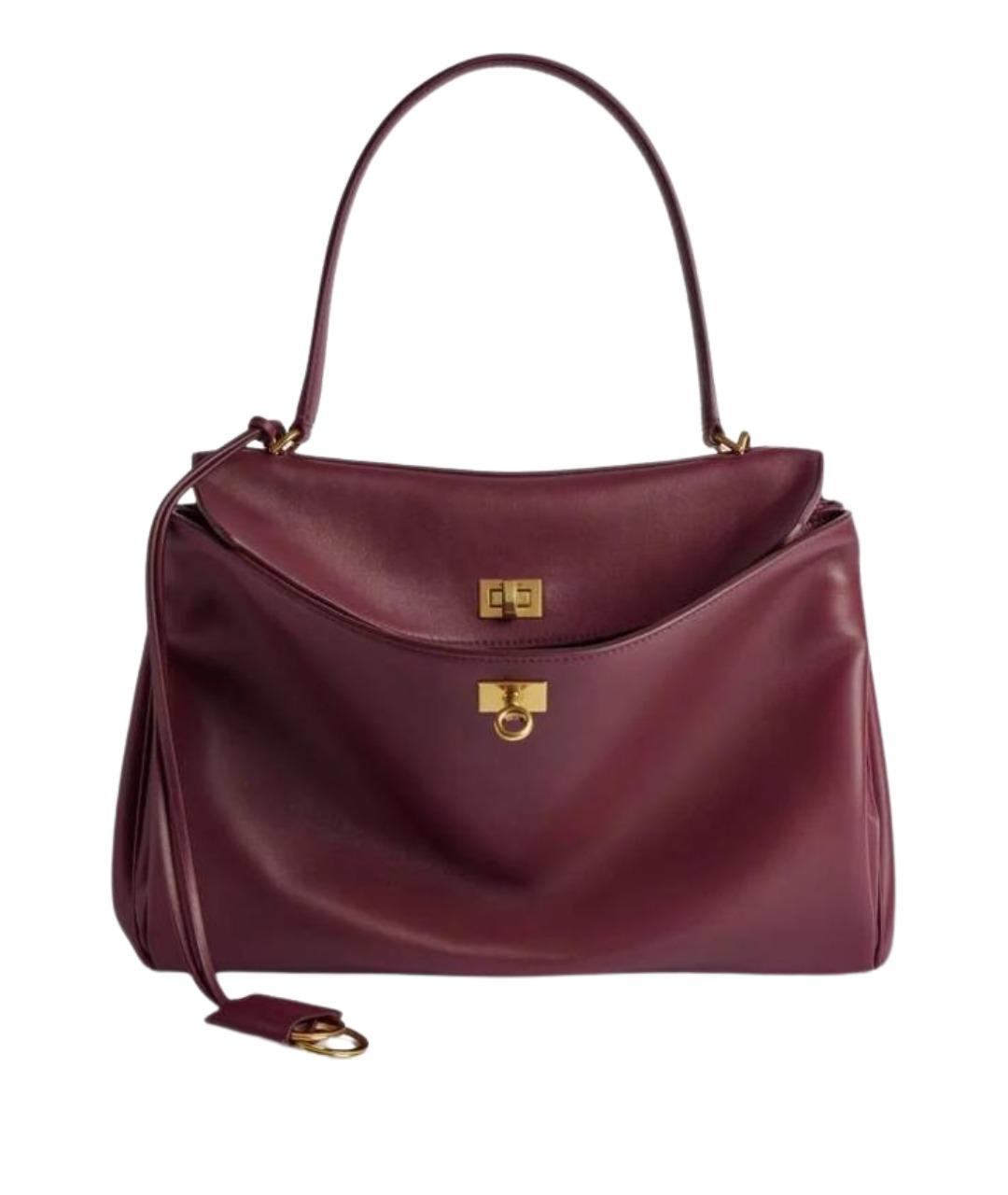 BALENCIAGA Бордовая кожаная сумка тоут, фото 1