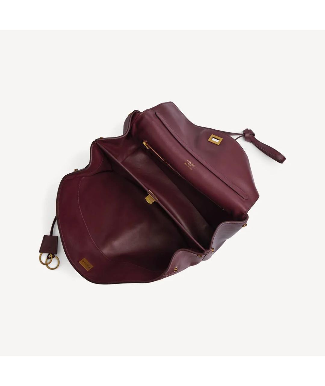 BALENCIAGA Бордовая кожаная сумка тоут, фото 3