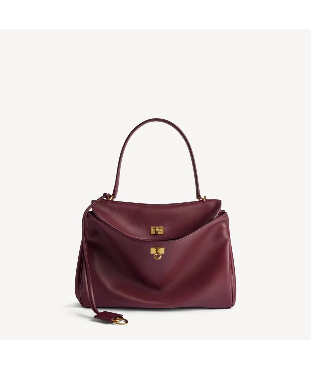 BALENCIAGA Бордовая кожаная сумка тоут, фото 4