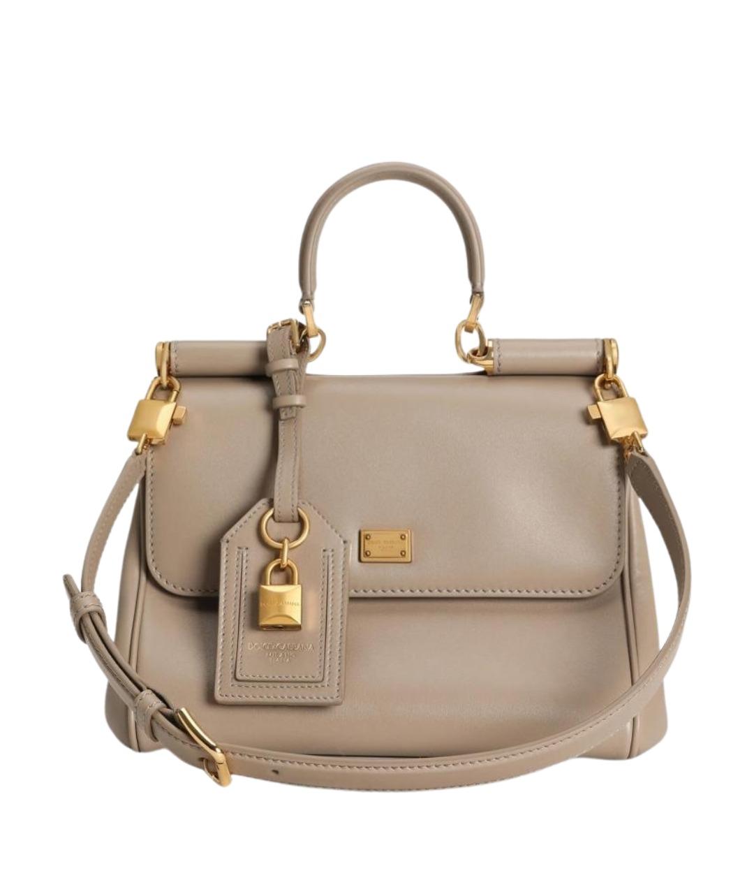 DOLCE&GABBANA Бежевая кожаная сумка с короткими ручками, фото 1
