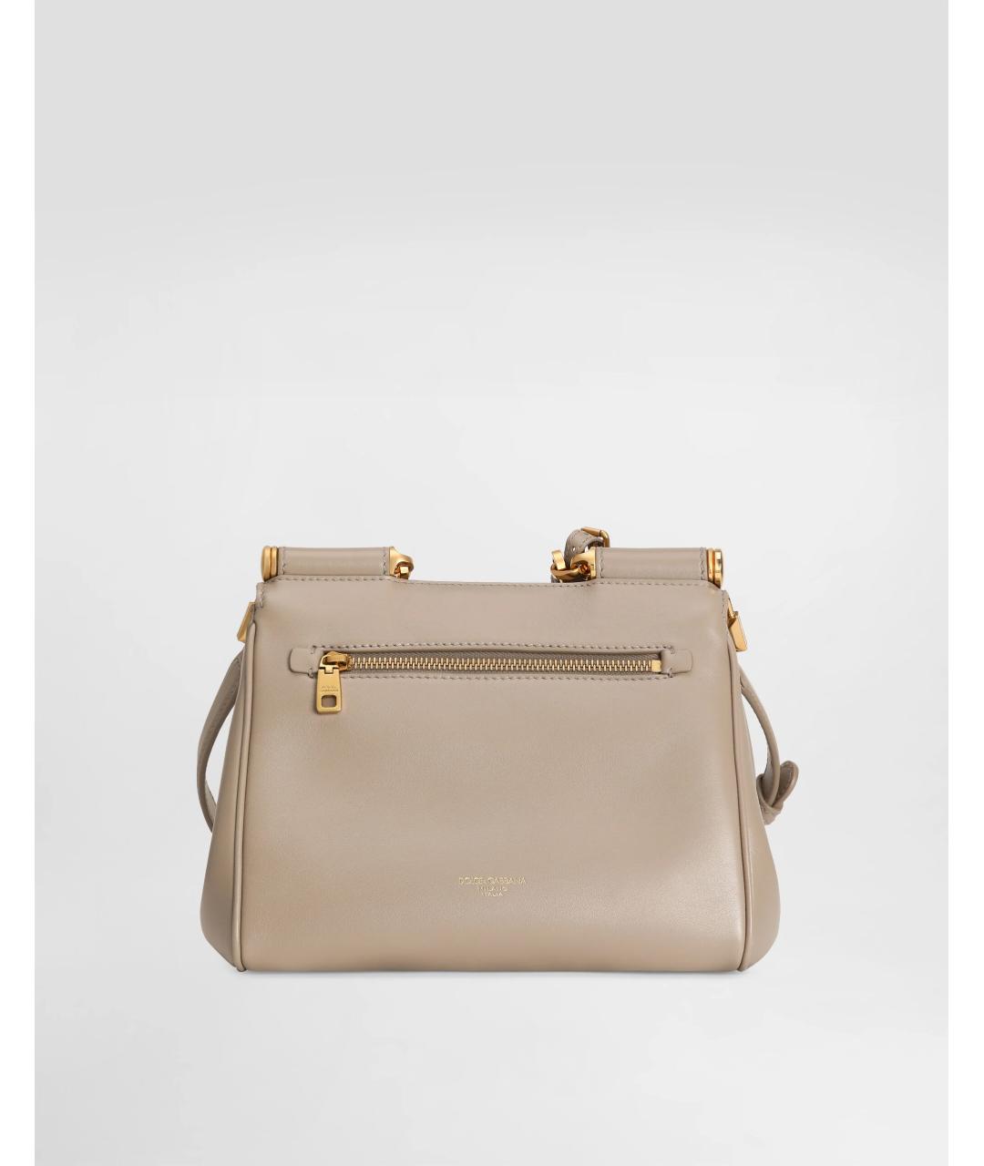 DOLCE&GABBANA Бежевая кожаная сумка с короткими ручками, фото 4