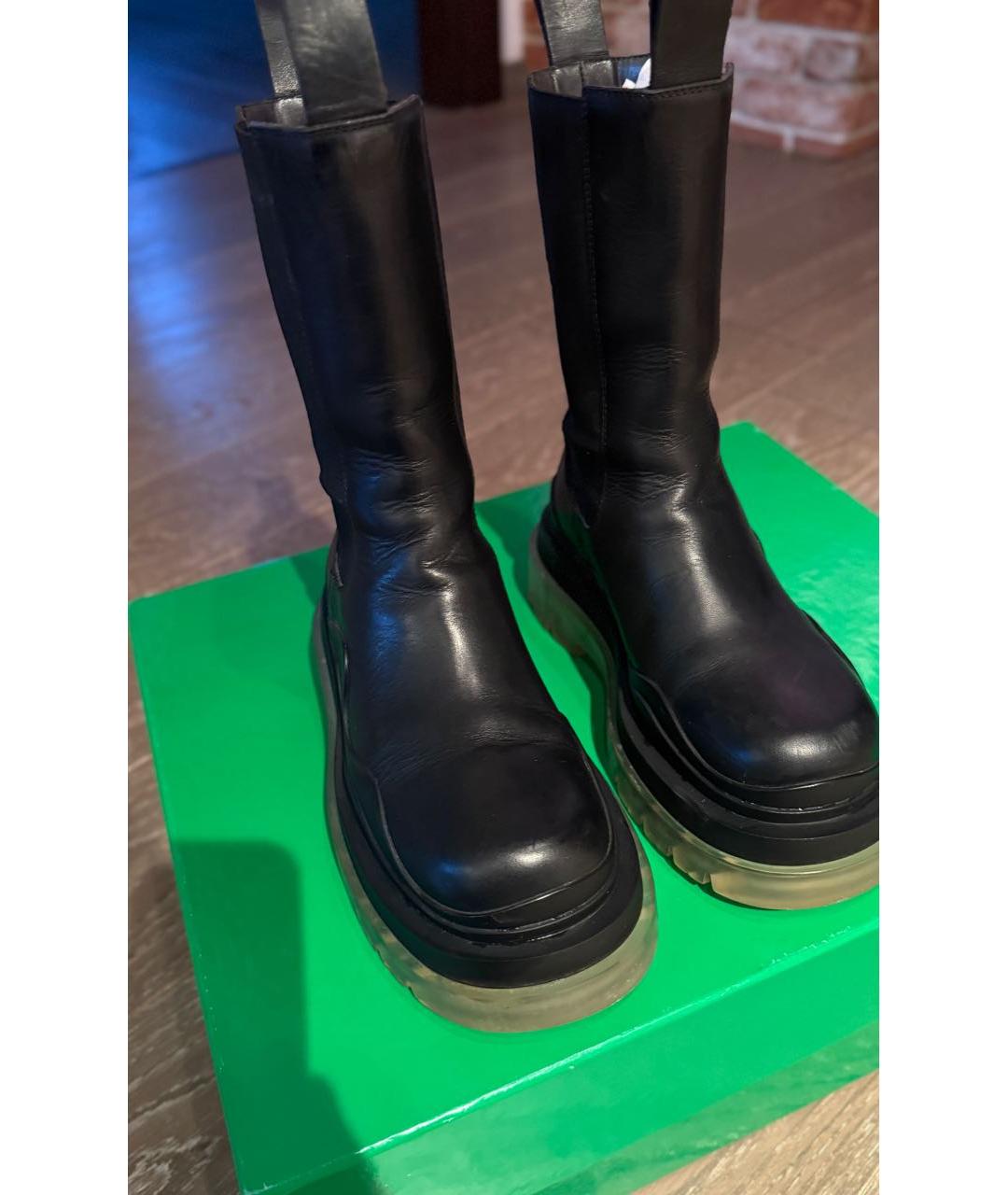 BOTTEGA VENETA Черные кожаные полусапоги, фото 4