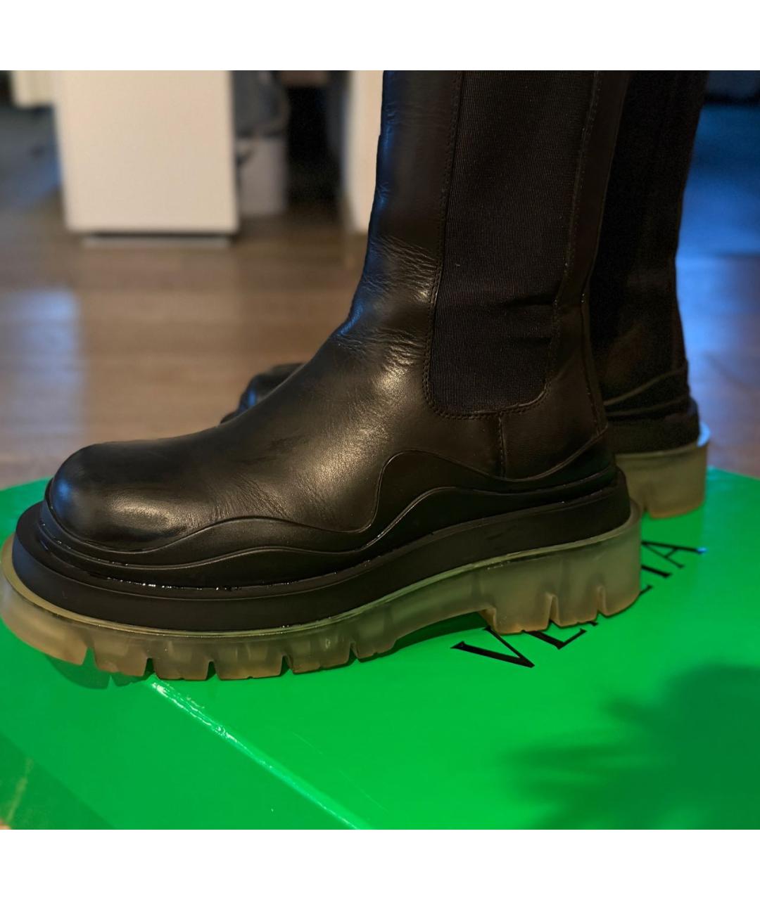 BOTTEGA VENETA Черные кожаные полусапоги, фото 2