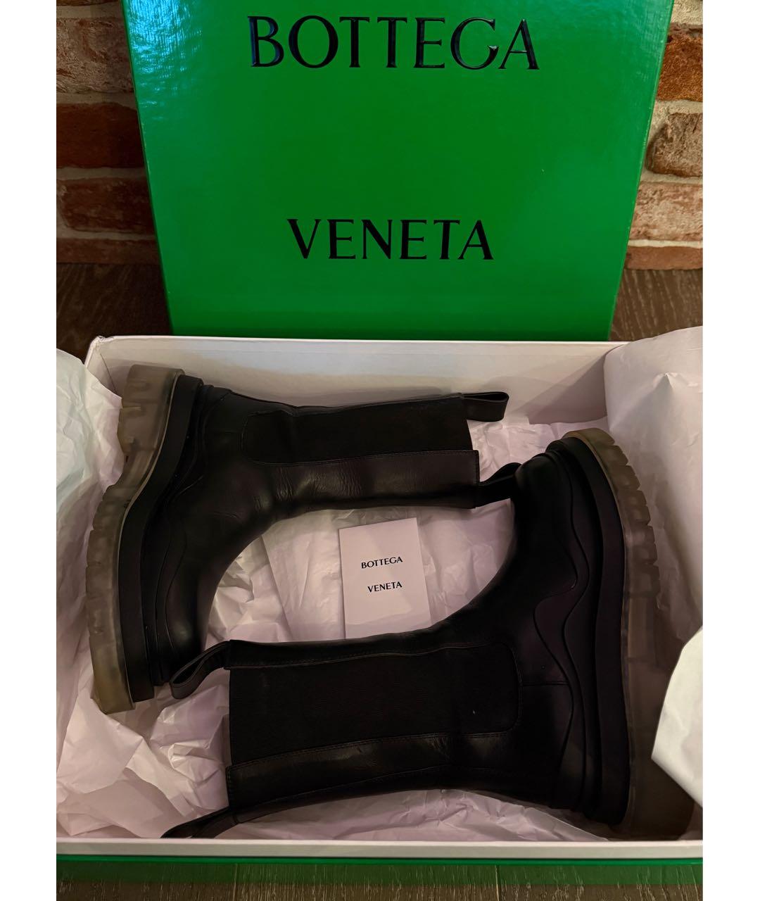 BOTTEGA VENETA Черные кожаные полусапоги, фото 7