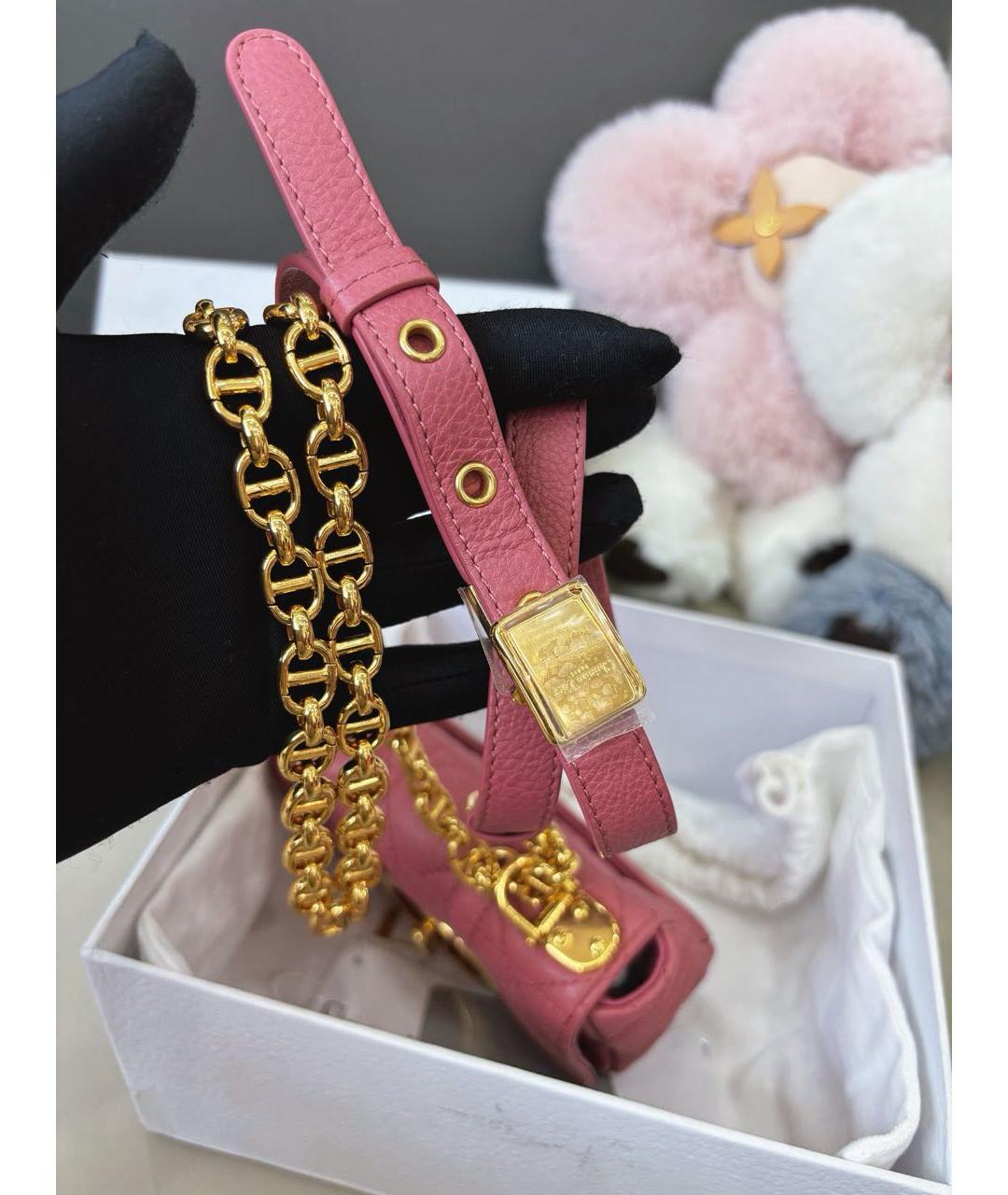 CHRISTIAN DIOR Розовая кожаная сумка через плечо, фото 6