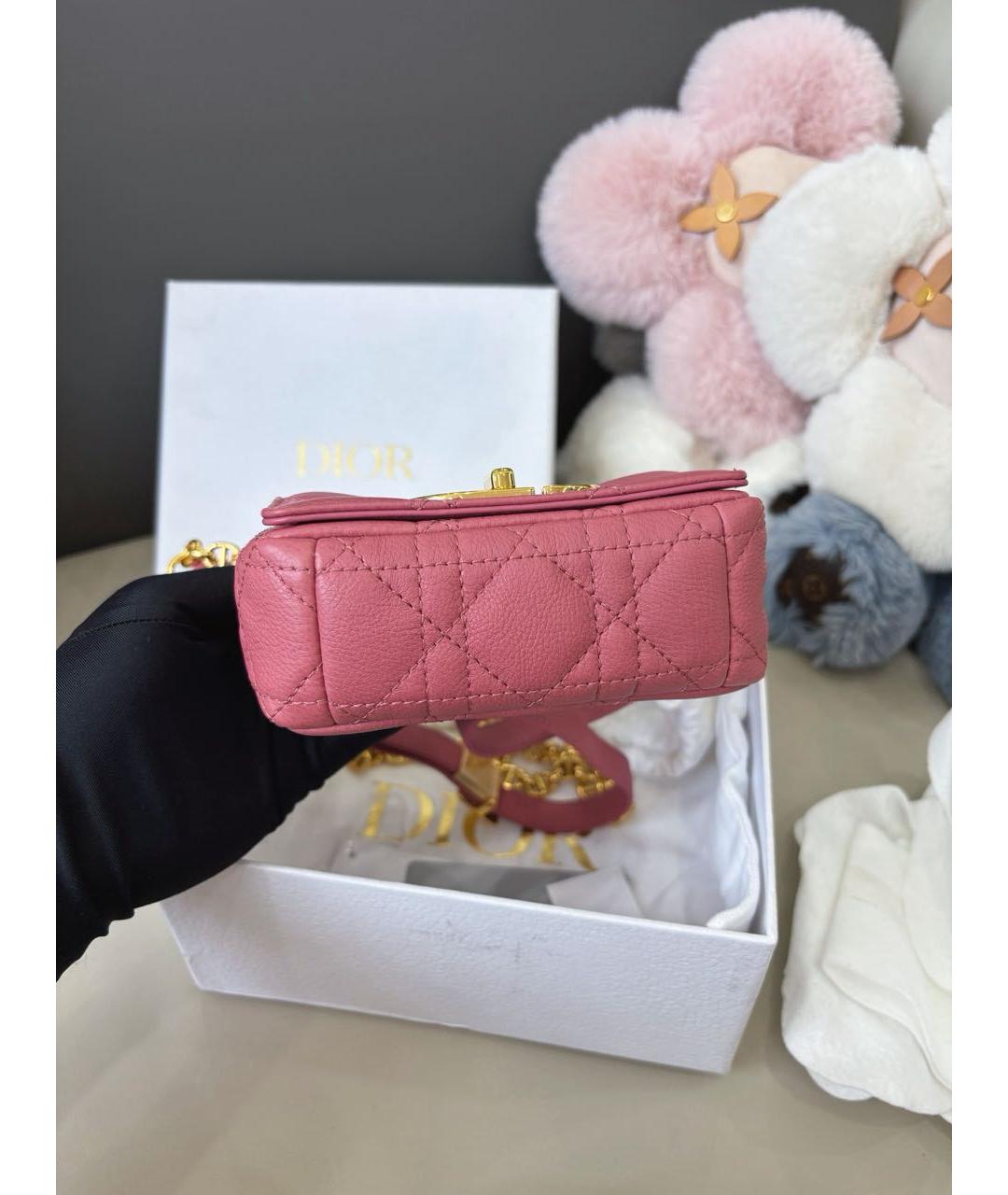 CHRISTIAN DIOR Розовая кожаная сумка через плечо, фото 5