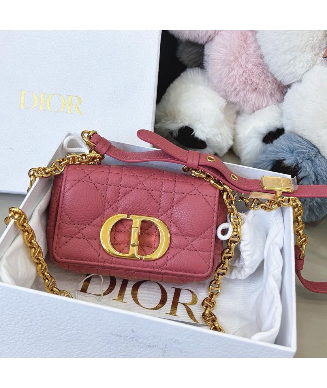 CHRISTIAN DIOR Розовая кожаная сумка через плечо, фото 2