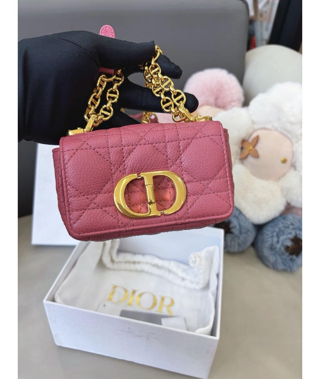 CHRISTIAN DIOR Розовая кожаная сумка через плечо, фото 8