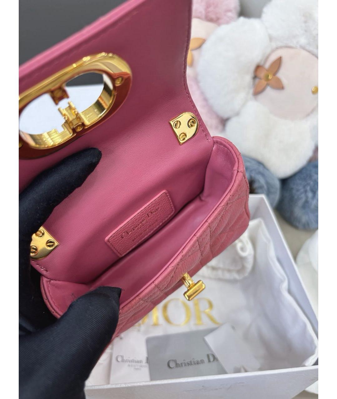 CHRISTIAN DIOR Розовая кожаная сумка через плечо, фото 7