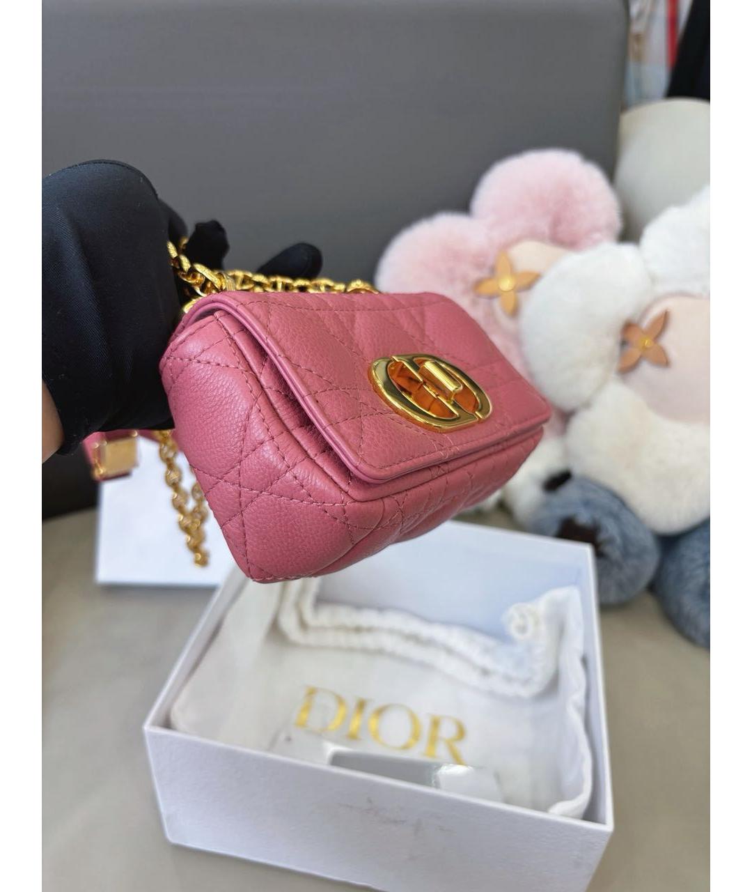 CHRISTIAN DIOR Розовая кожаная сумка через плечо, фото 4