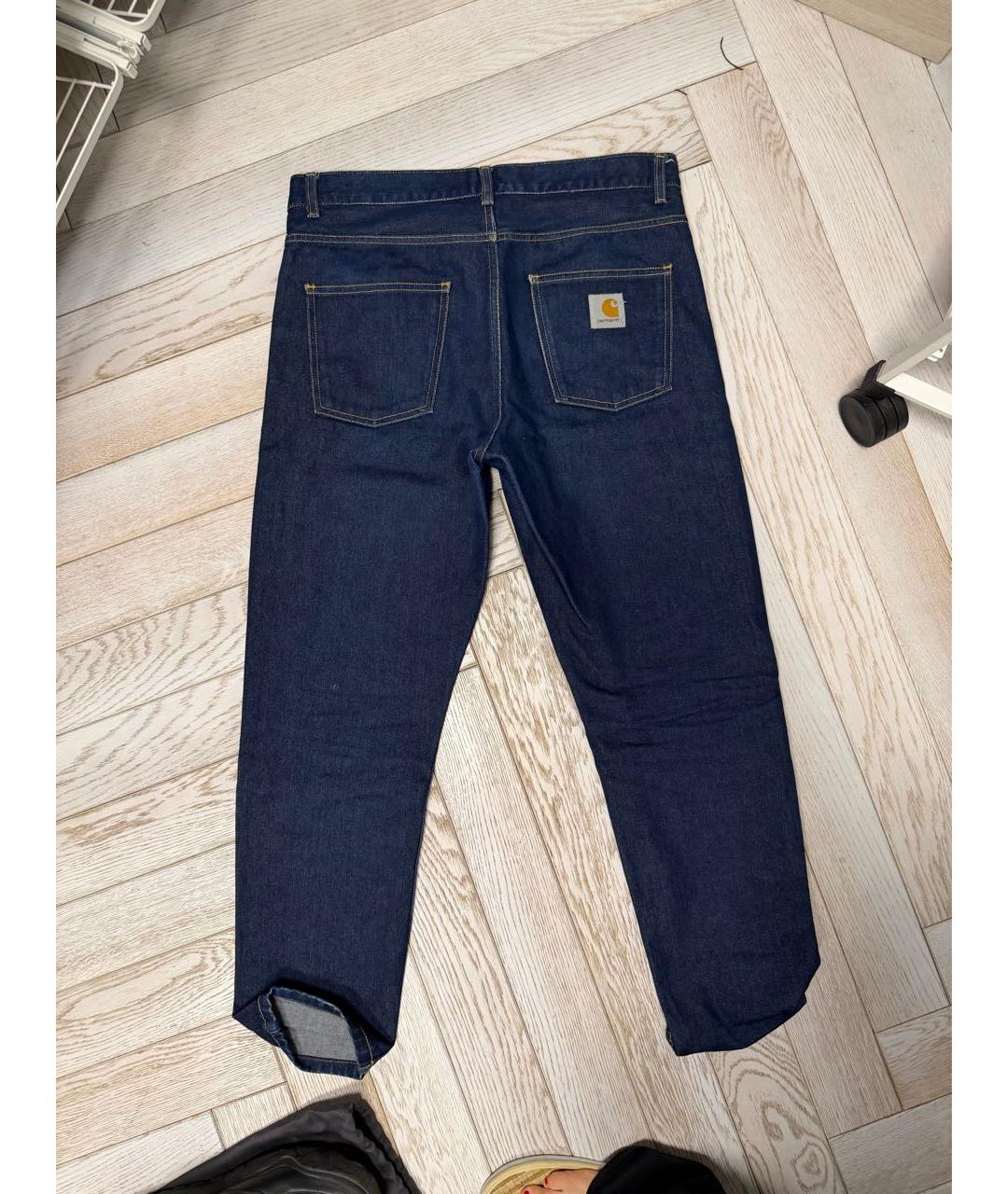 CARHARTT Темно-синие хлопок-полиэтиленовые прямые джинсы, фото 2