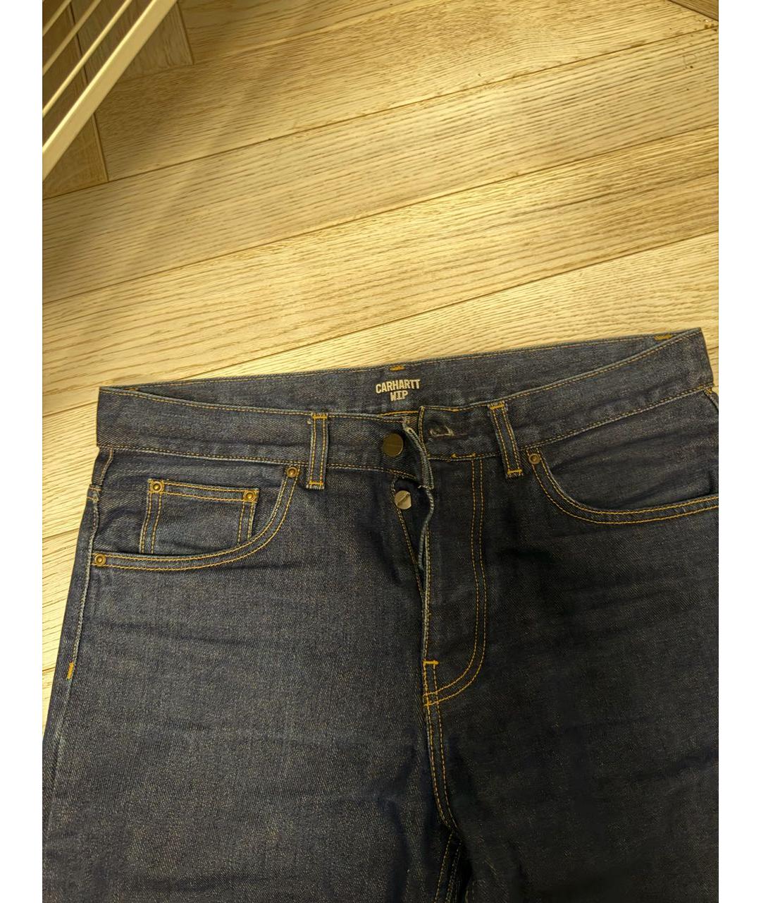 CARHARTT Темно-синие хлопок-полиэтиленовые прямые джинсы, фото 3