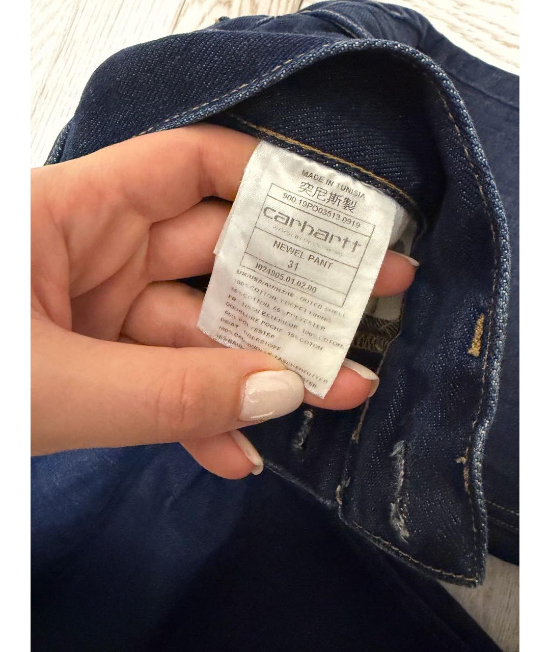 CARHARTT Темно-синие хлопок-полиэтиленовые прямые джинсы, фото 4
