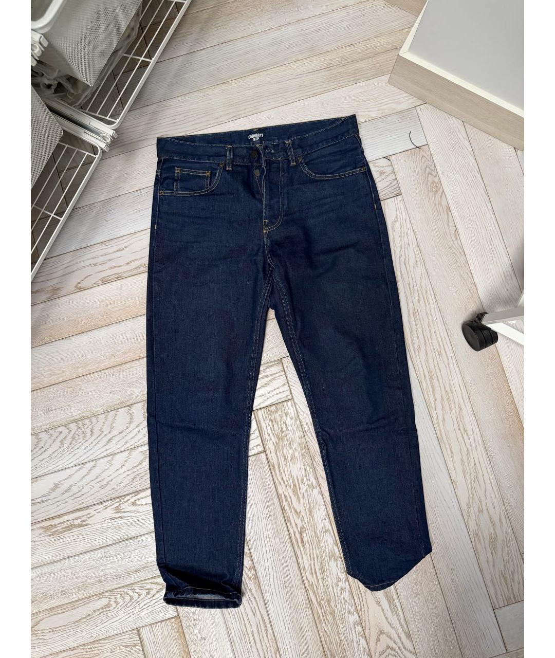 CARHARTT Темно-синие хлопок-полиэтиленовые прямые джинсы, фото 5