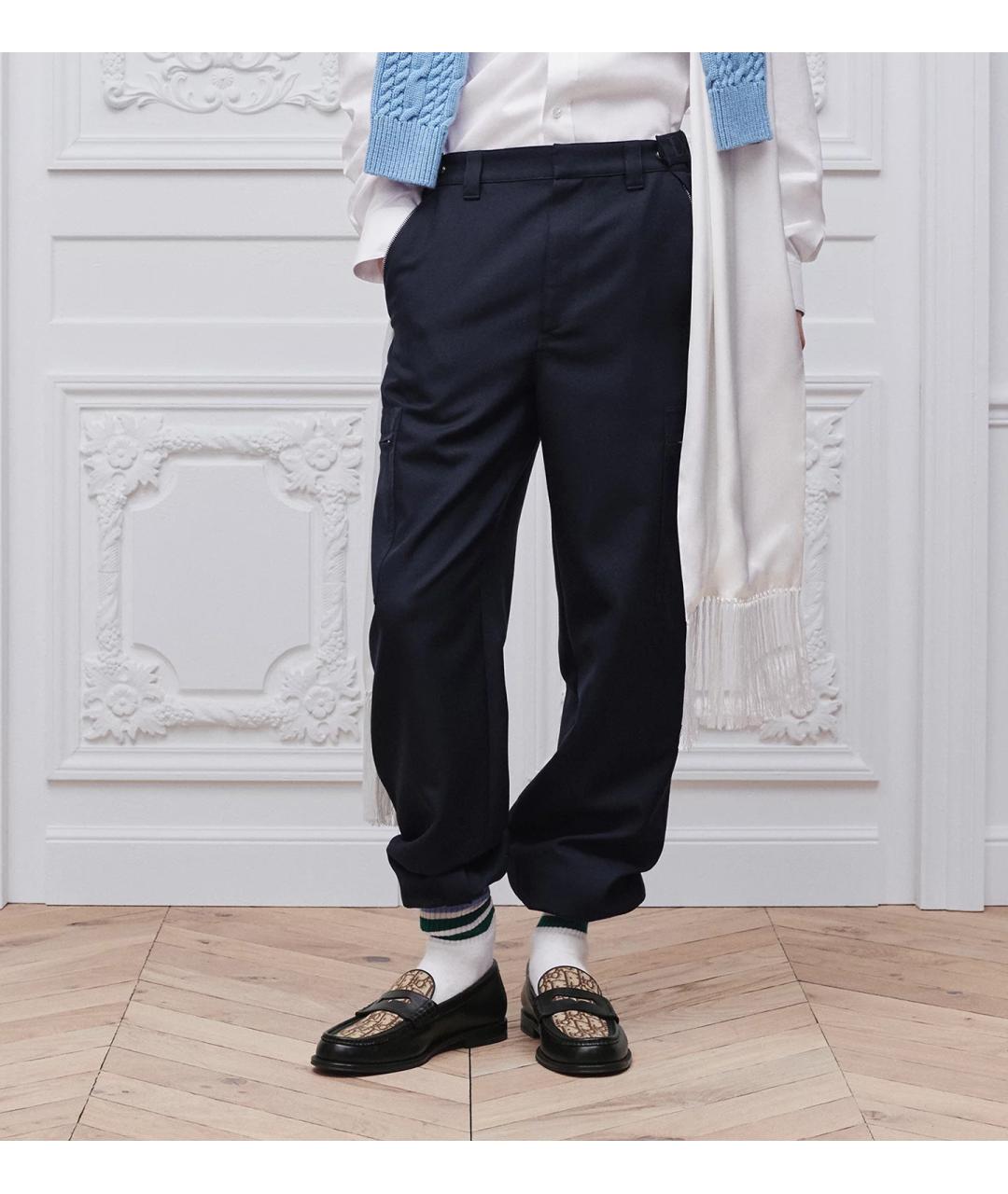 CHRISTIAN DIOR Темно-синие классические брюки, фото 4