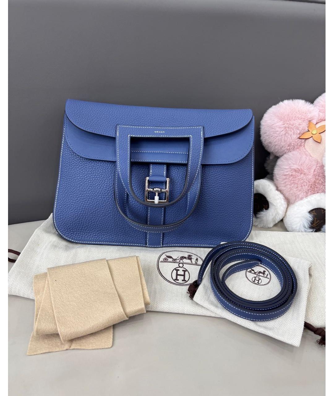HERMES Синяя кожаная сумка тоут, фото 2