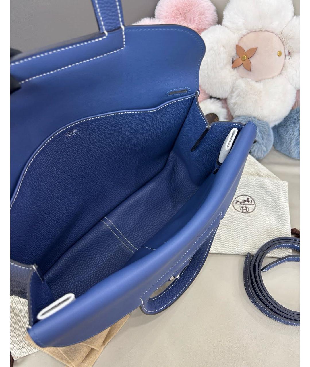 HERMES Синяя кожаная сумка тоут, фото 8