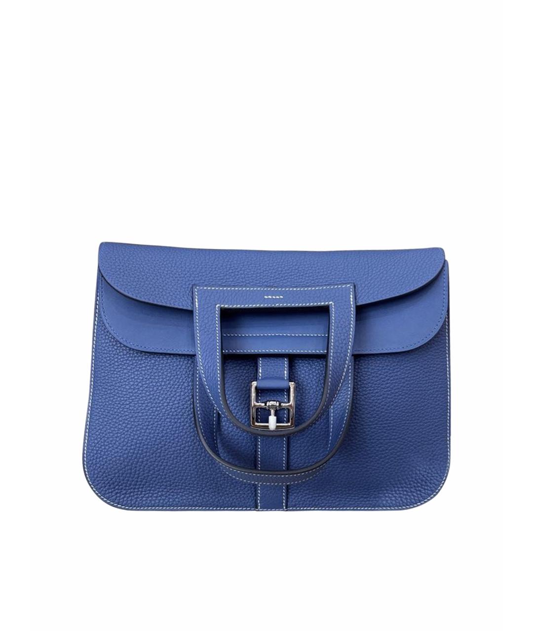 HERMES Синяя кожаная сумка тоут, фото 9