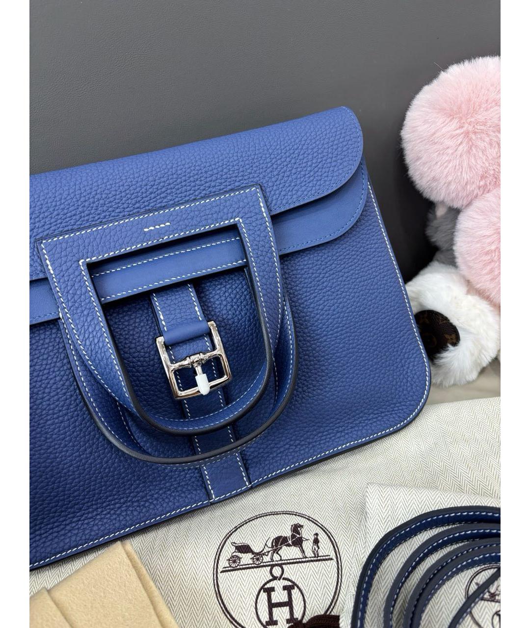 HERMES Синяя кожаная сумка тоут, фото 3