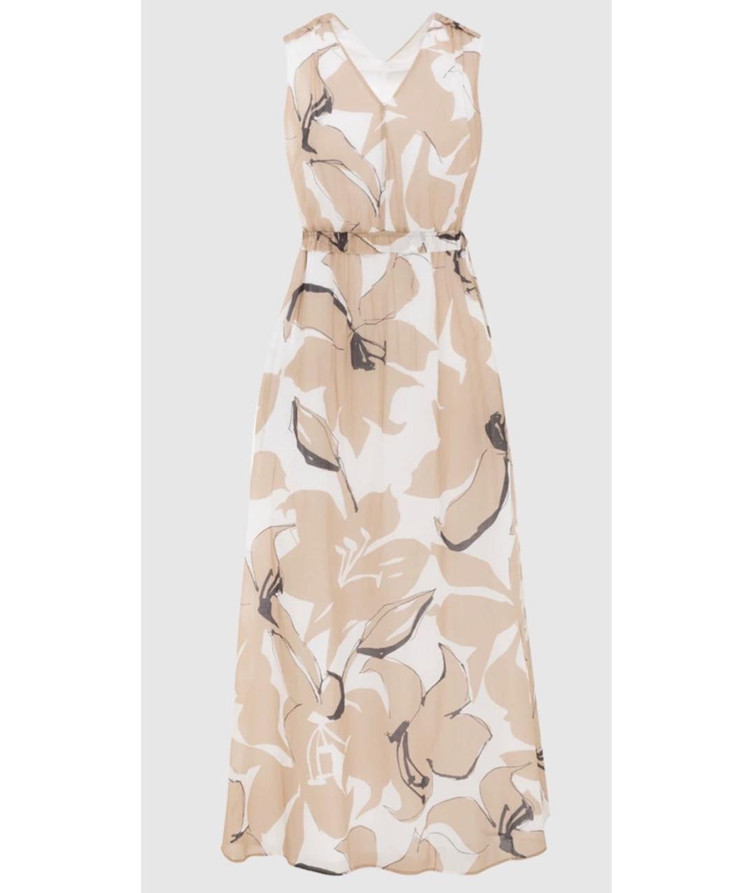 PESERICO Бежевое хлопковое повседневное платье, фото 9