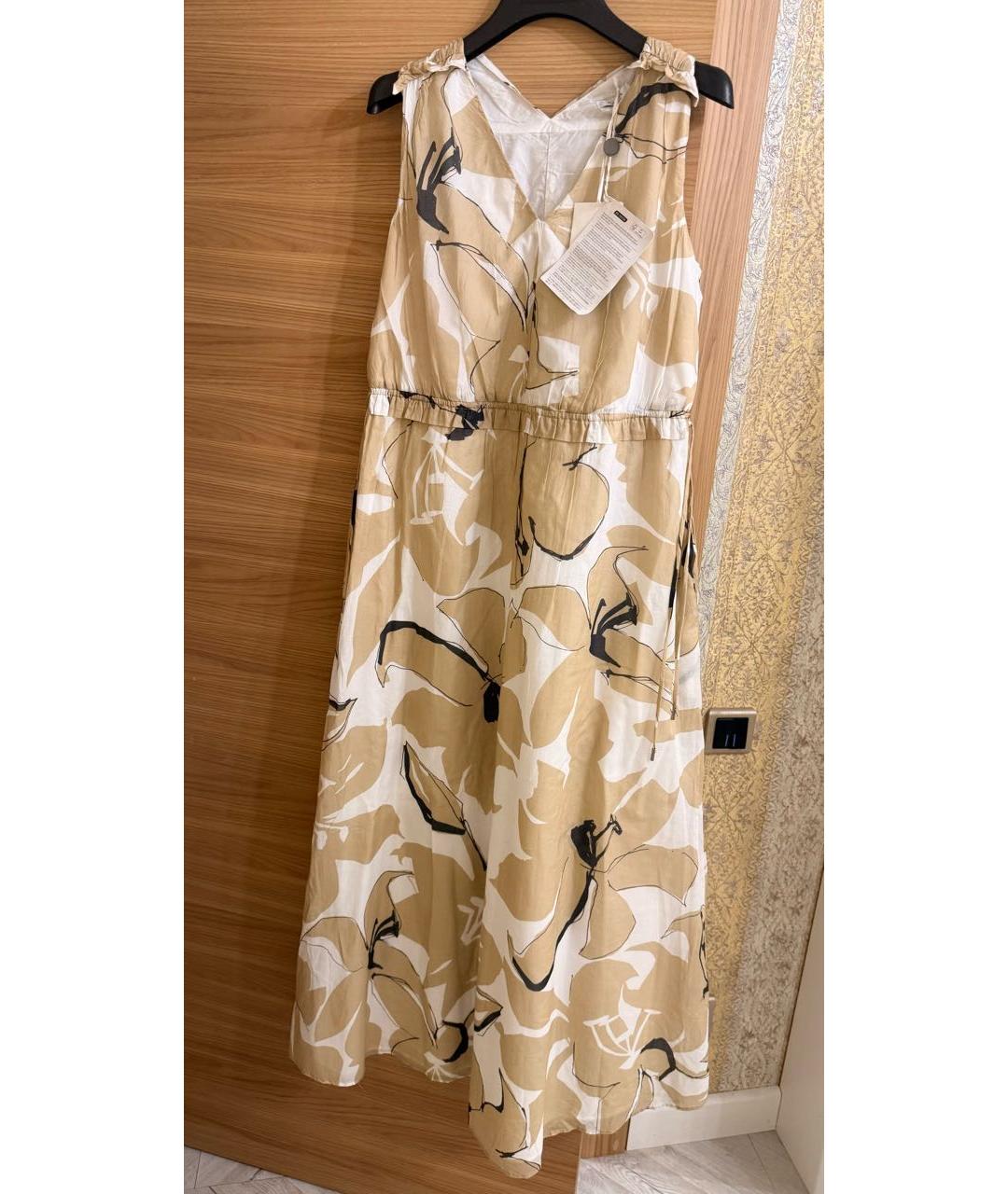 PESERICO Бежевое хлопковое повседневное платье, фото 2