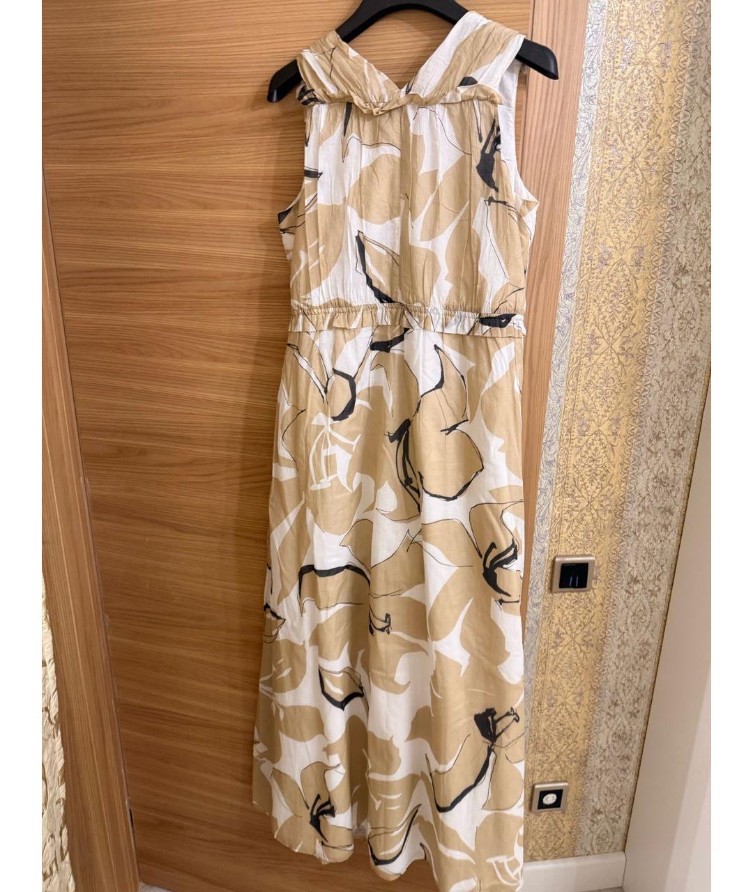 PESERICO Бежевое хлопковое повседневное платье, фото 5