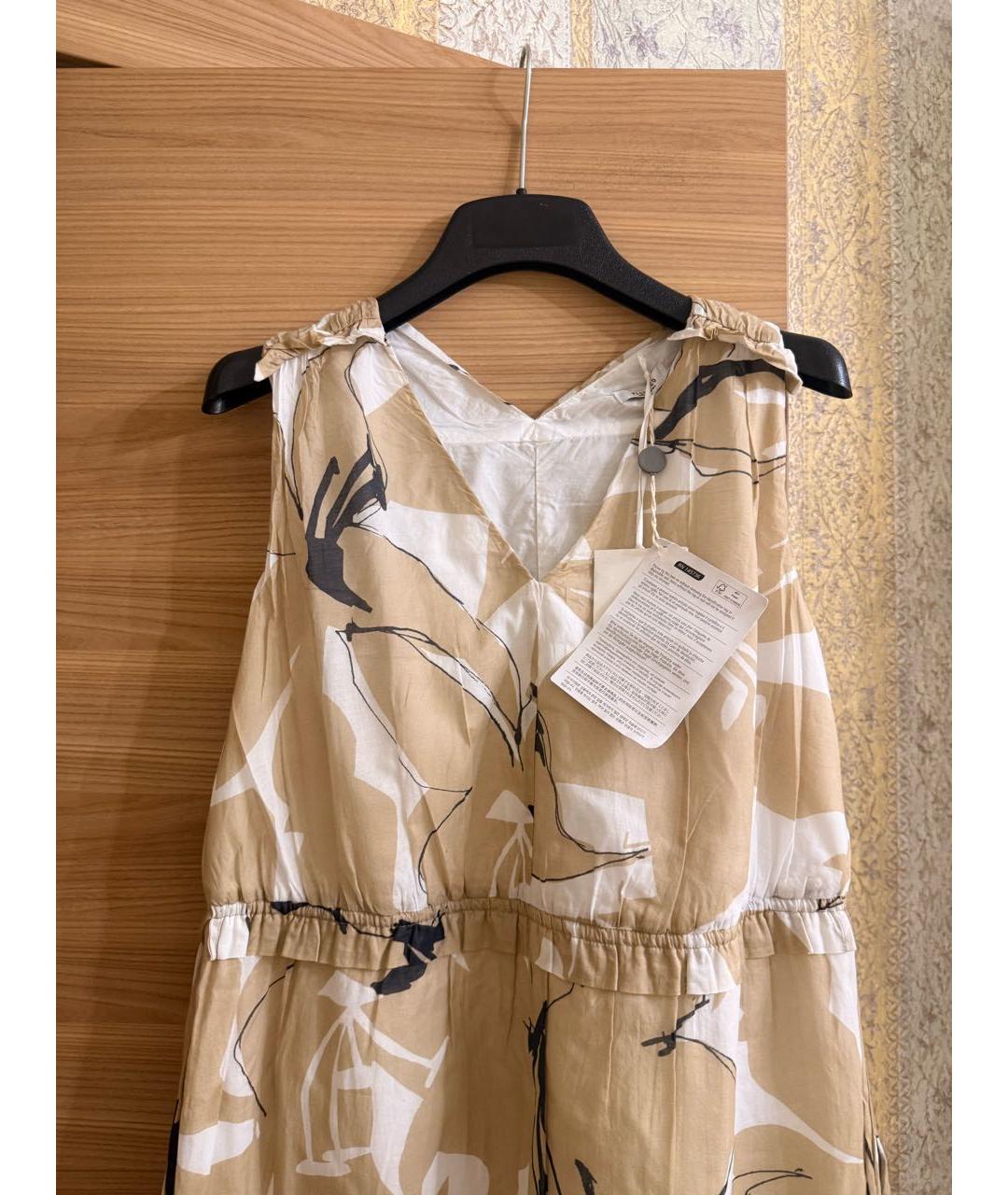 PESERICO Бежевое хлопковое повседневное платье, фото 3