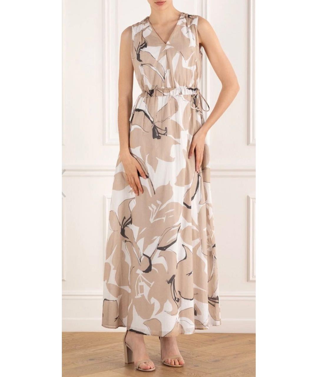 PESERICO Бежевое хлопковое повседневное платье, фото 8