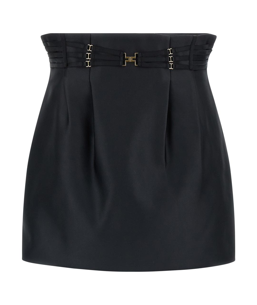 ELISABETTA FRANCHI Черная полиэстеровая юбка мини, фото 1