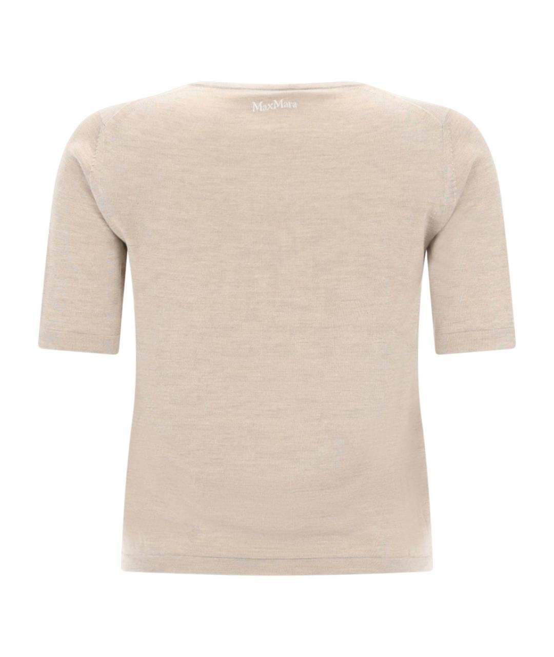 MAX MARA Бежевая шелковая футболка, фото 2