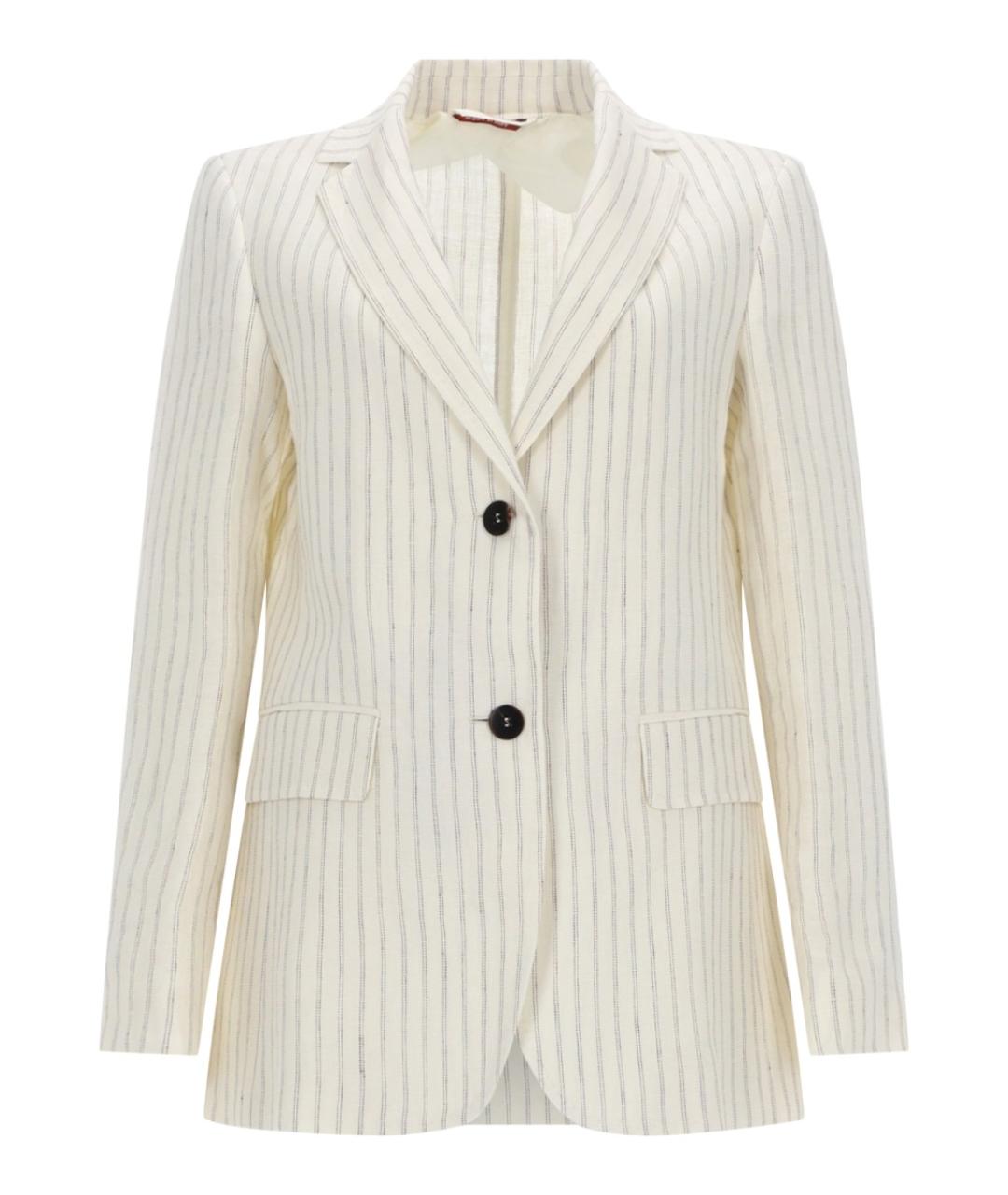 MAX MARA Белый льняной жакет/пиджак, фото 1