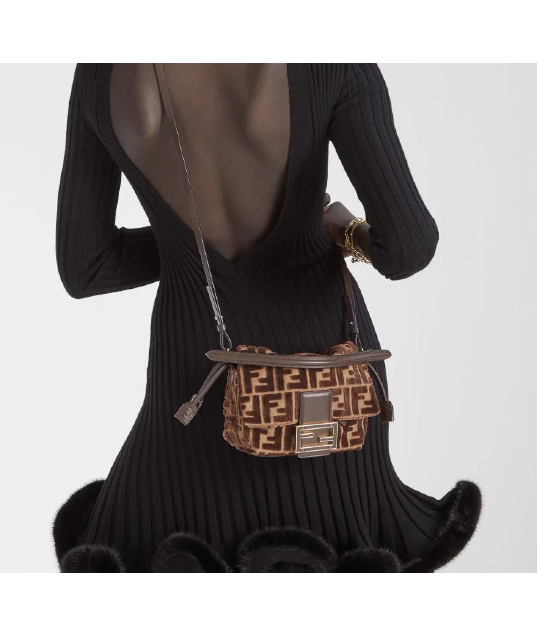 FENDI Коричневая кожаная сумка через плечо, фото 3