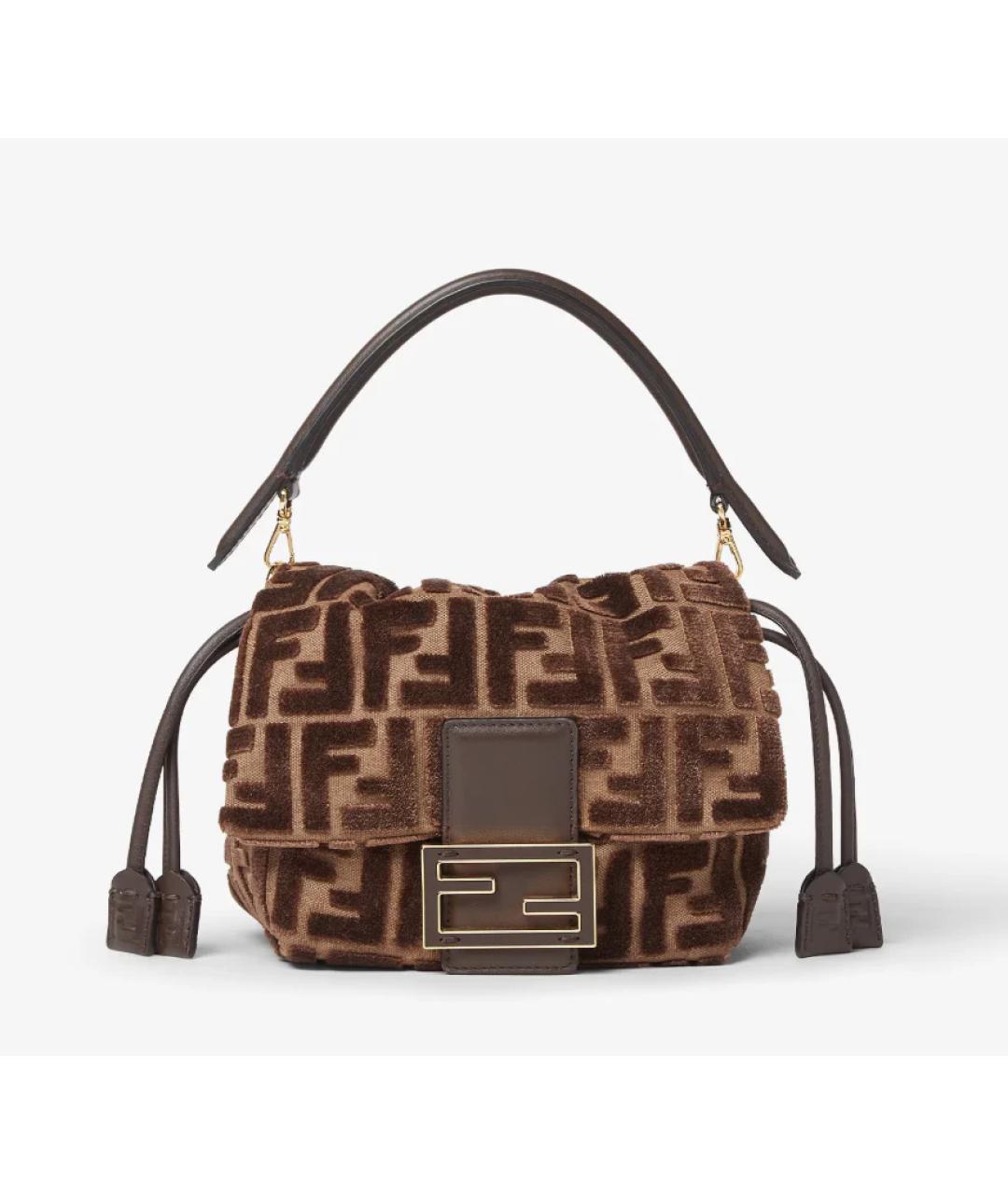 FENDI Коричневая кожаная сумка через плечо, фото 4