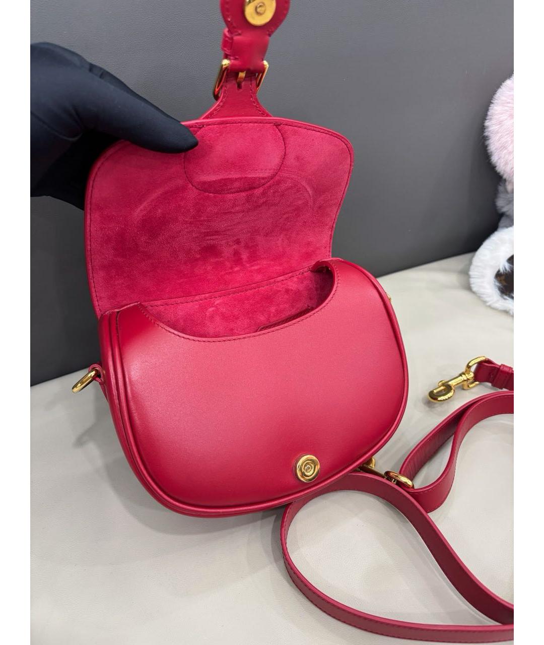 CHRISTIAN DIOR Красная кожаная сумка через плечо, фото 5