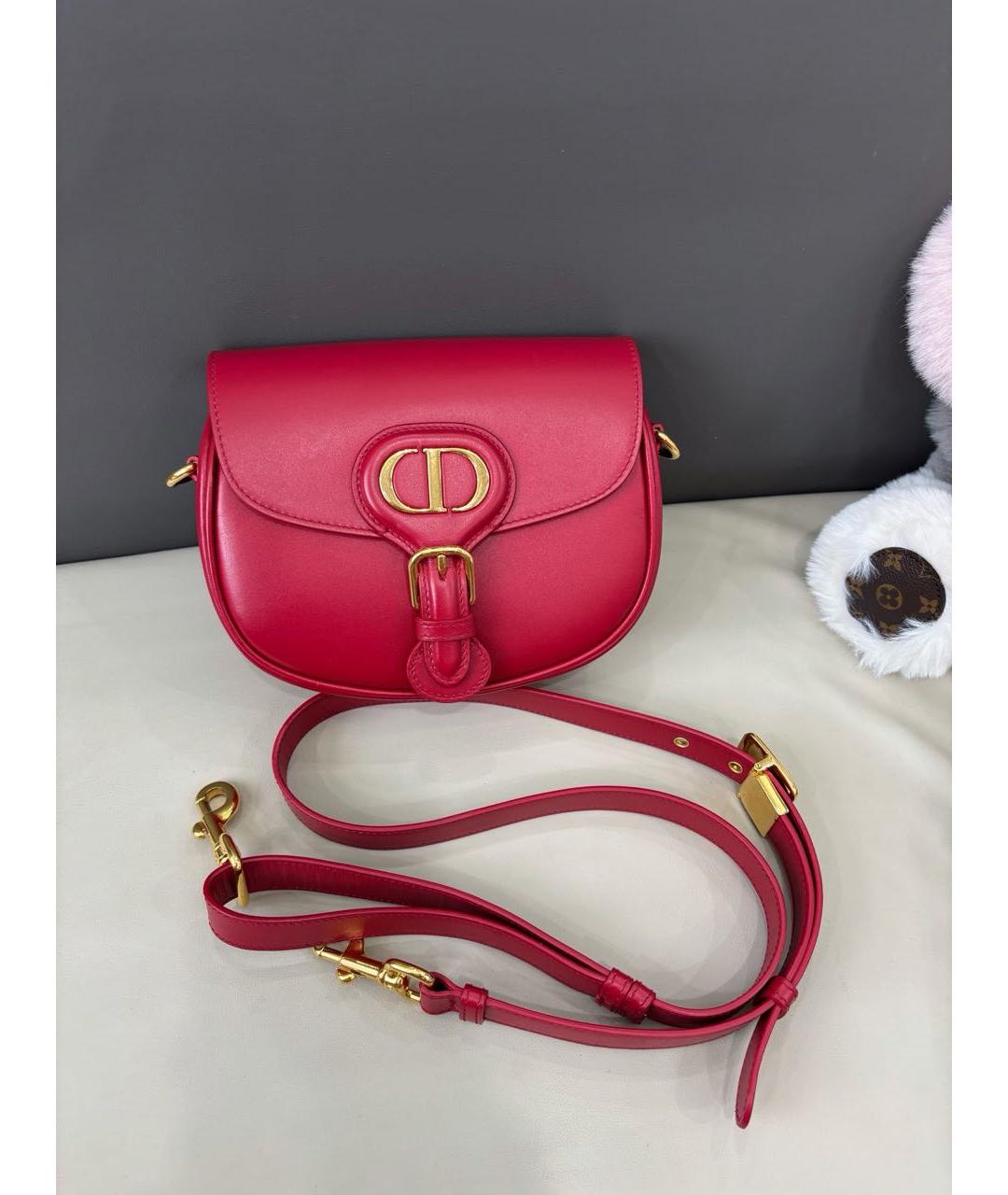 CHRISTIAN DIOR Красная кожаная сумка через плечо, фото 9