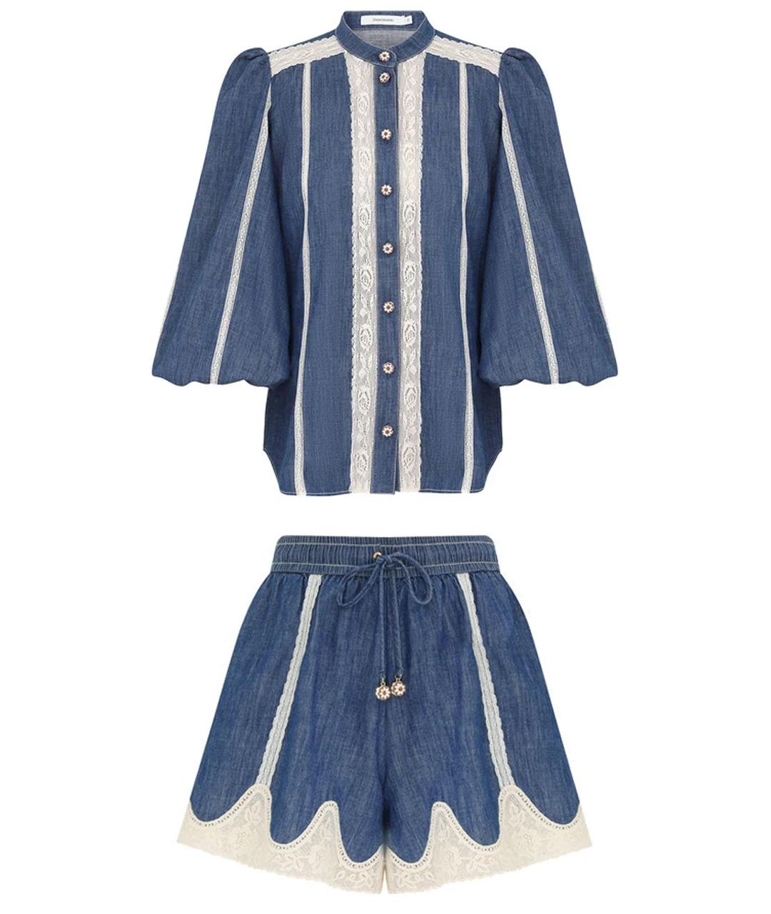 ZIMMERMANN Синий хлопковый костюм с брюками, фото 1