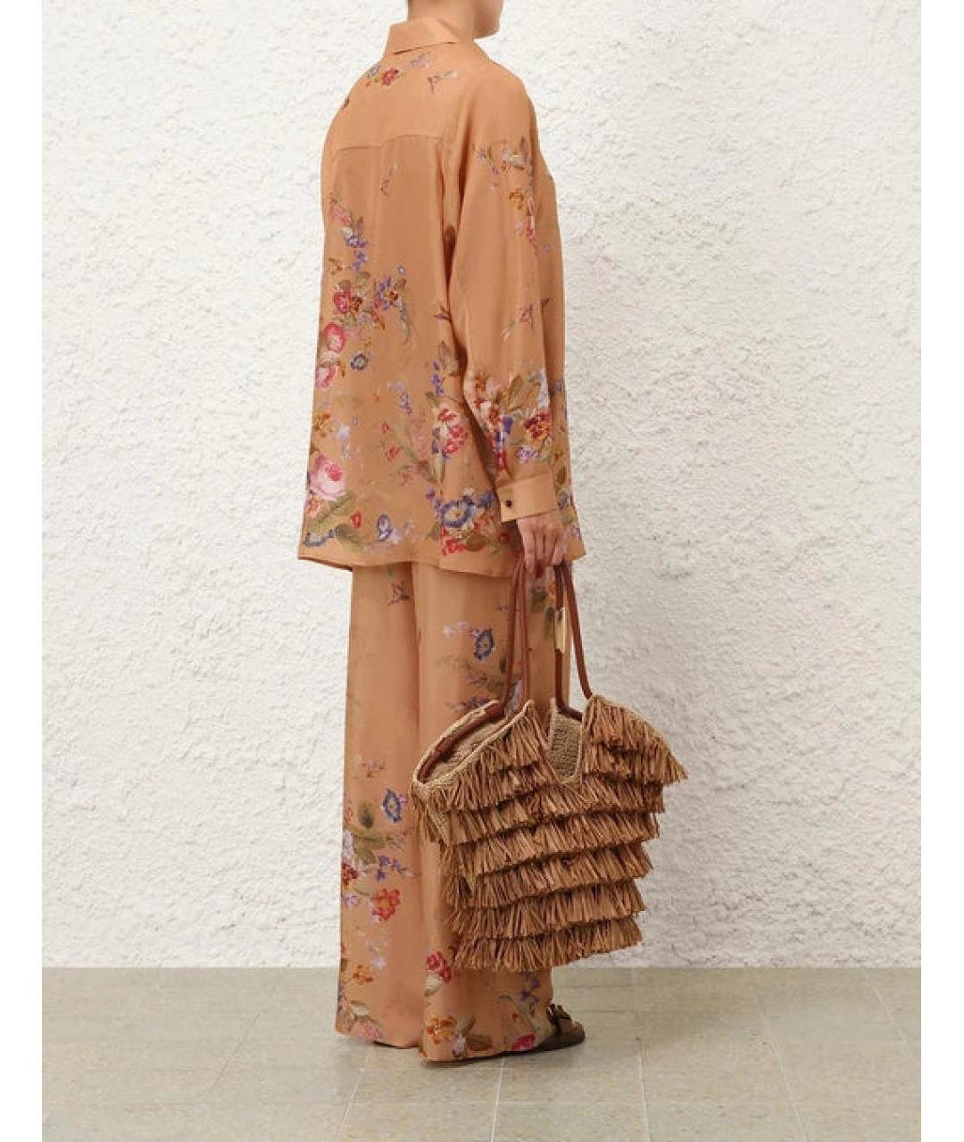 ZIMMERMANN Коричневый шелковый костюм с брюками, фото 3