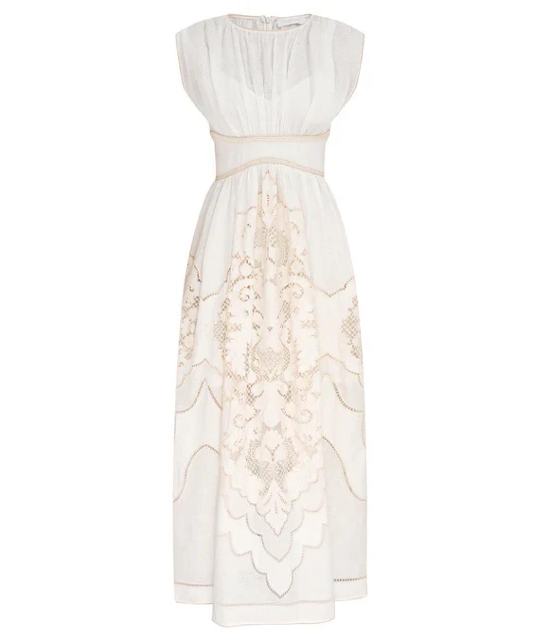 ZIMMERMANN Бежевое льняное повседневное платье, фото 1