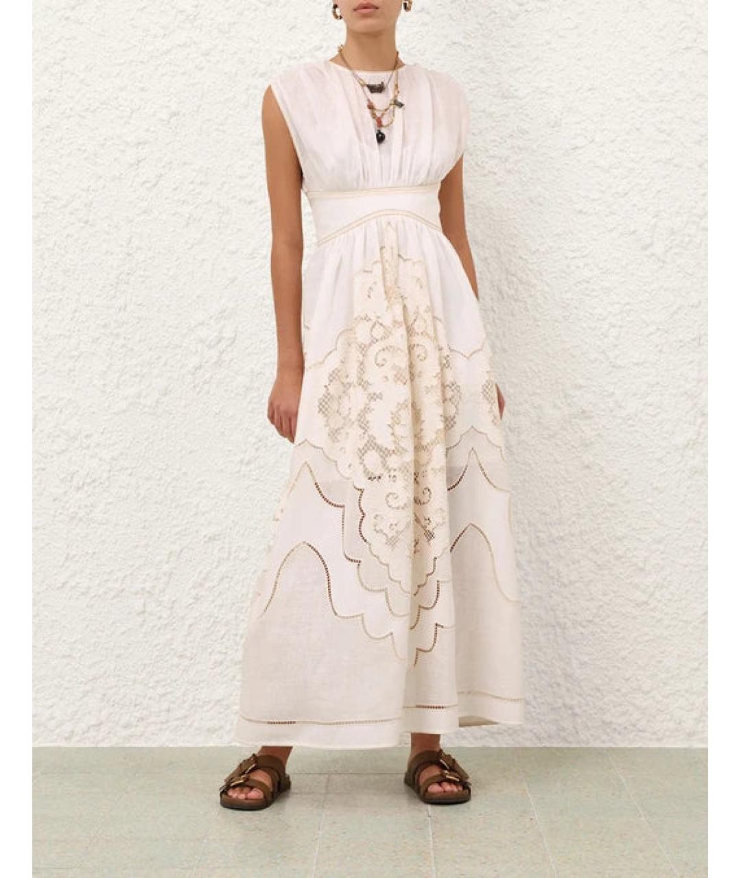 ZIMMERMANN Бежевое льняное повседневное платье, фото 2