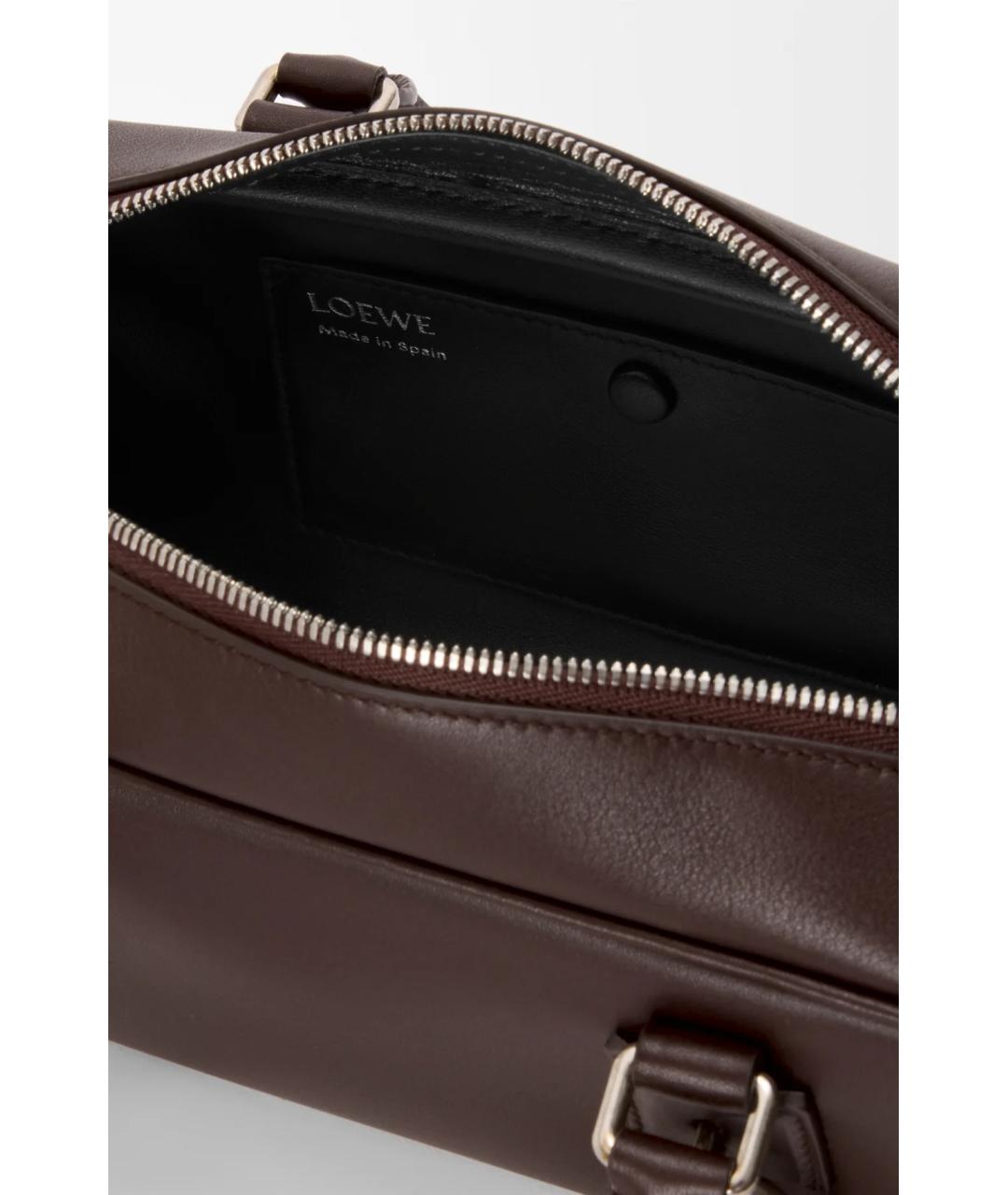 LOEWE Коричневая кожаная сумка с короткими ручками, фото 3